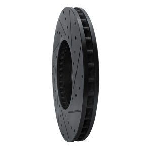 Mercedes-Benz E300 Brake Rotor (1) - Front Left - R1 Concepts - Drilled & Slotted - Black - `15-`23